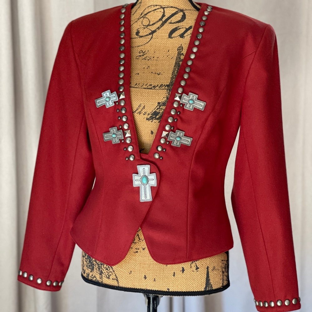 Double D Ranch Wool Rust Blazer Size Small - image 1